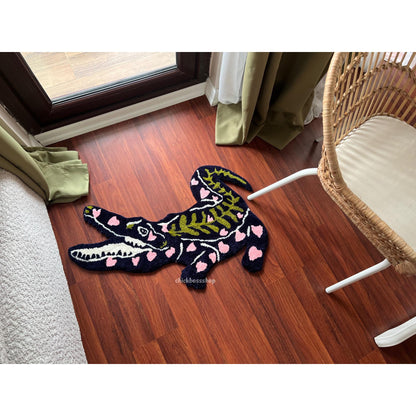 Handmade Tufted Crocodile Rug: Funky Animal Rug