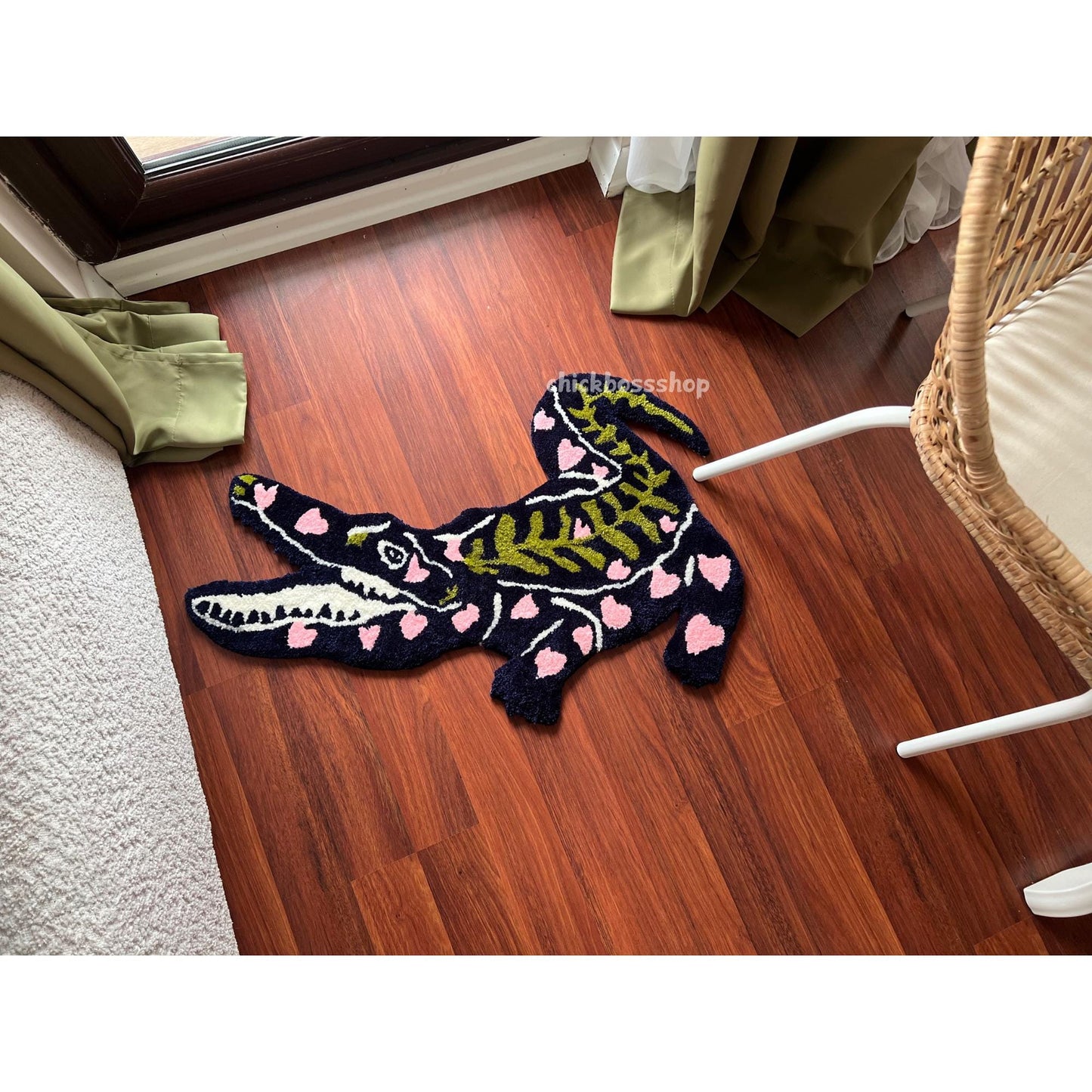 Handmade Tufted Crocodile Rug: Funky Animal Rug