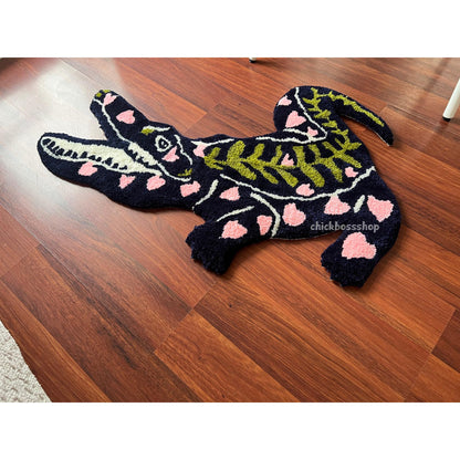 Handmade Tufted Crocodile Rug: Funky Animal Rug