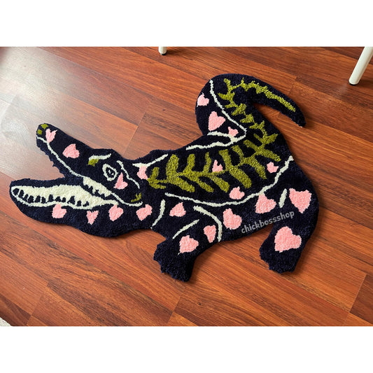 Handmade Tufted Crocodile Rug: Funky Animal Rug