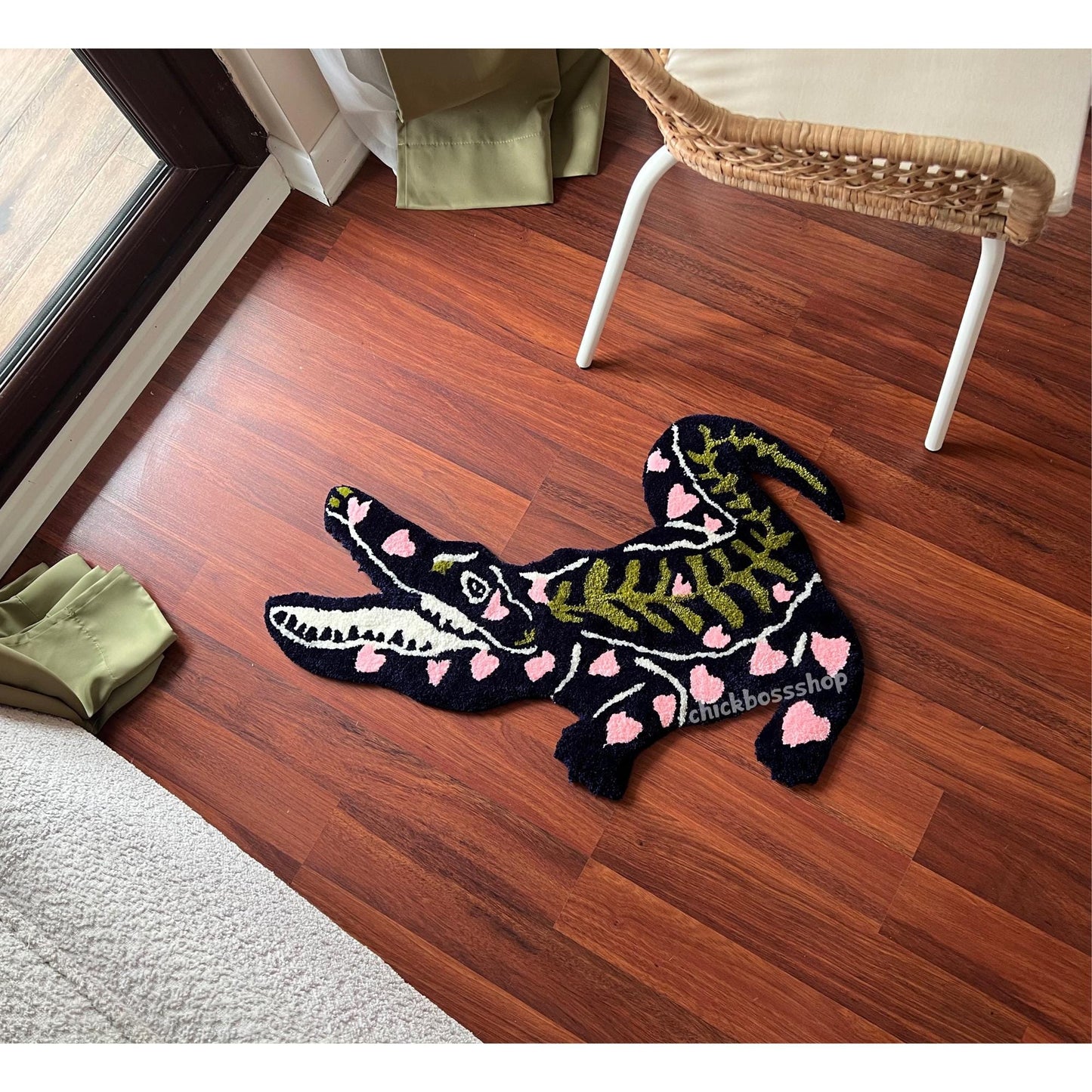 Handmade Tufted Crocodile Rug: Funky Animal Rug