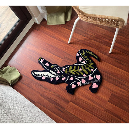 Handmade Tufted Crocodile Rug: Funky Animal Rug