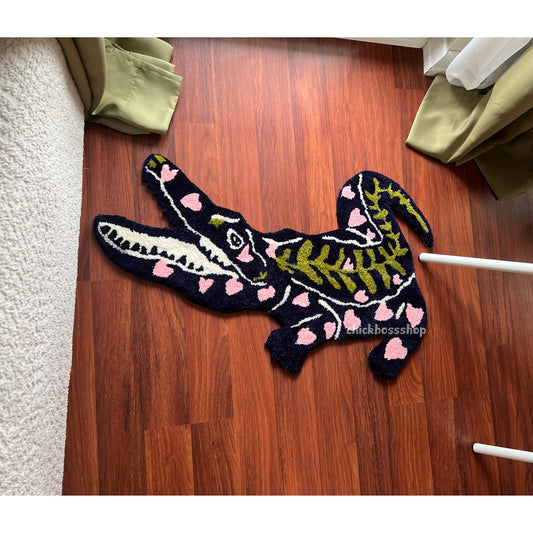 Handmade Tufted Crocodile Rug: Funky Animal Rug
