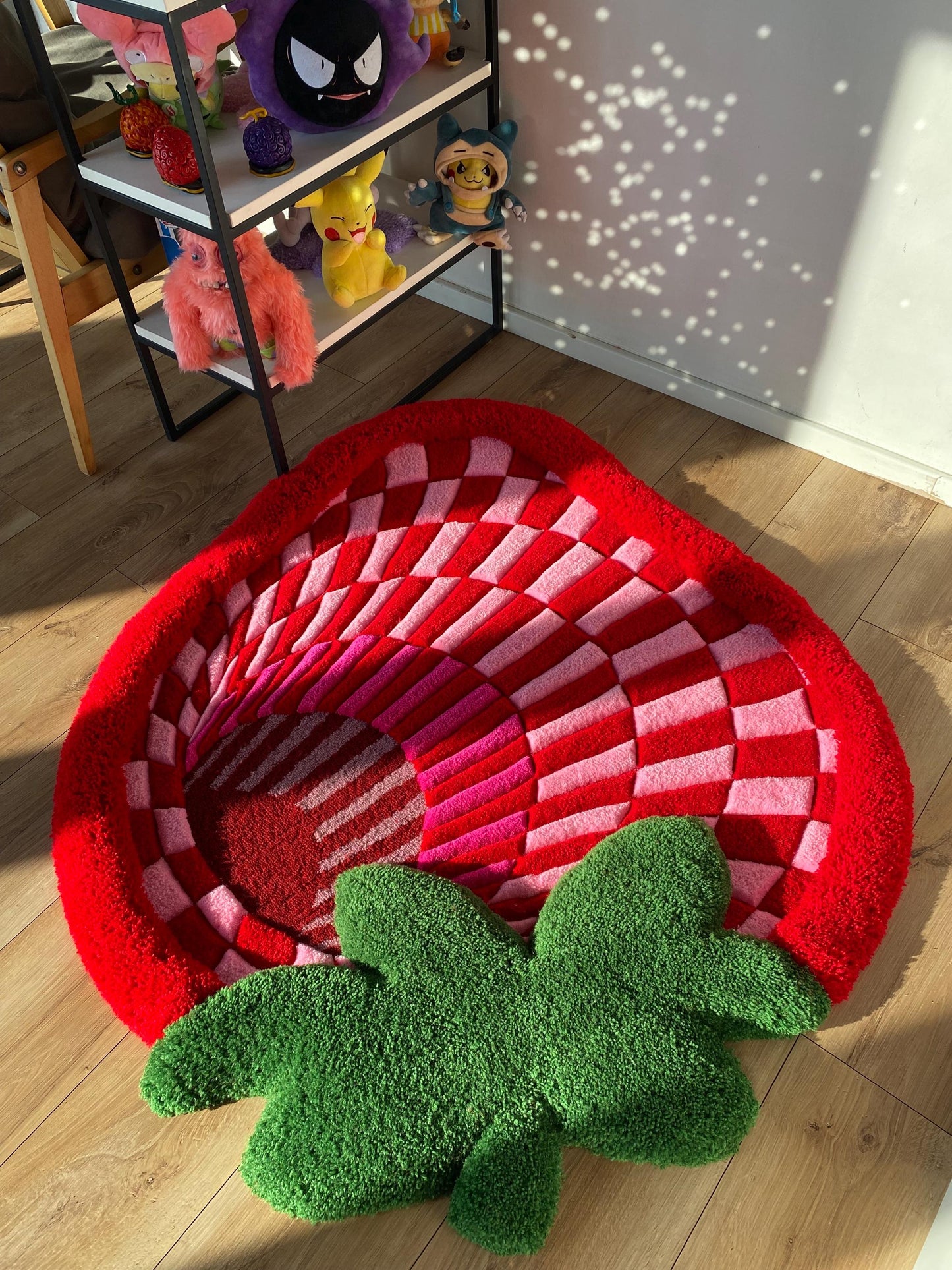 Fluffy 3d tufted abstract strawberry rug bedroom decor