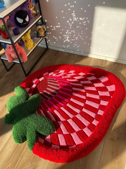 Fluffy 3d tufted abstract strawberry rug bedroom decor