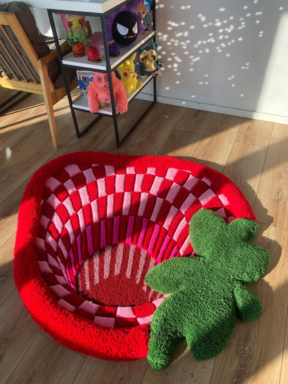 Fluffy 3d tufted abstract strawberry rug bedroom decor