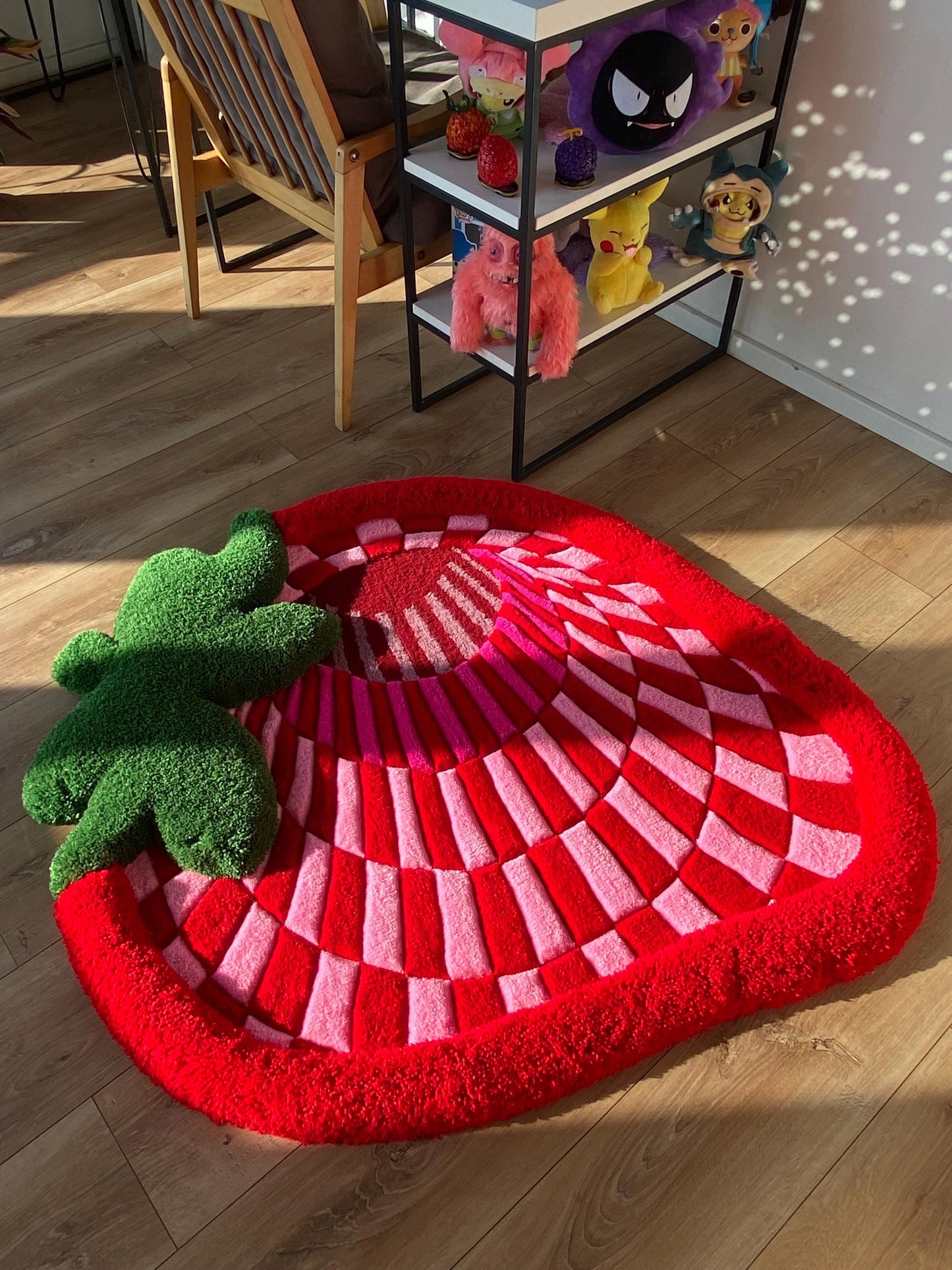 Fluffy 3d tufted abstract strawberry rug bedroom decor