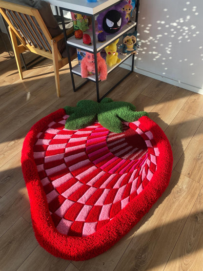 Fluffy 3d tufted abstract strawberry rug bedroom decor