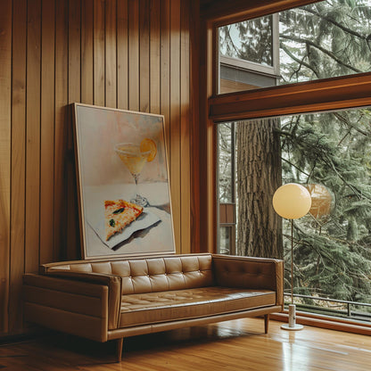 Martini with Slice of Pizza Art Print | Cute Quirky Whimsical | Cocktail Bar Cart Decor | Martini Wall Art | Trendy Home Wall Art | Food Art