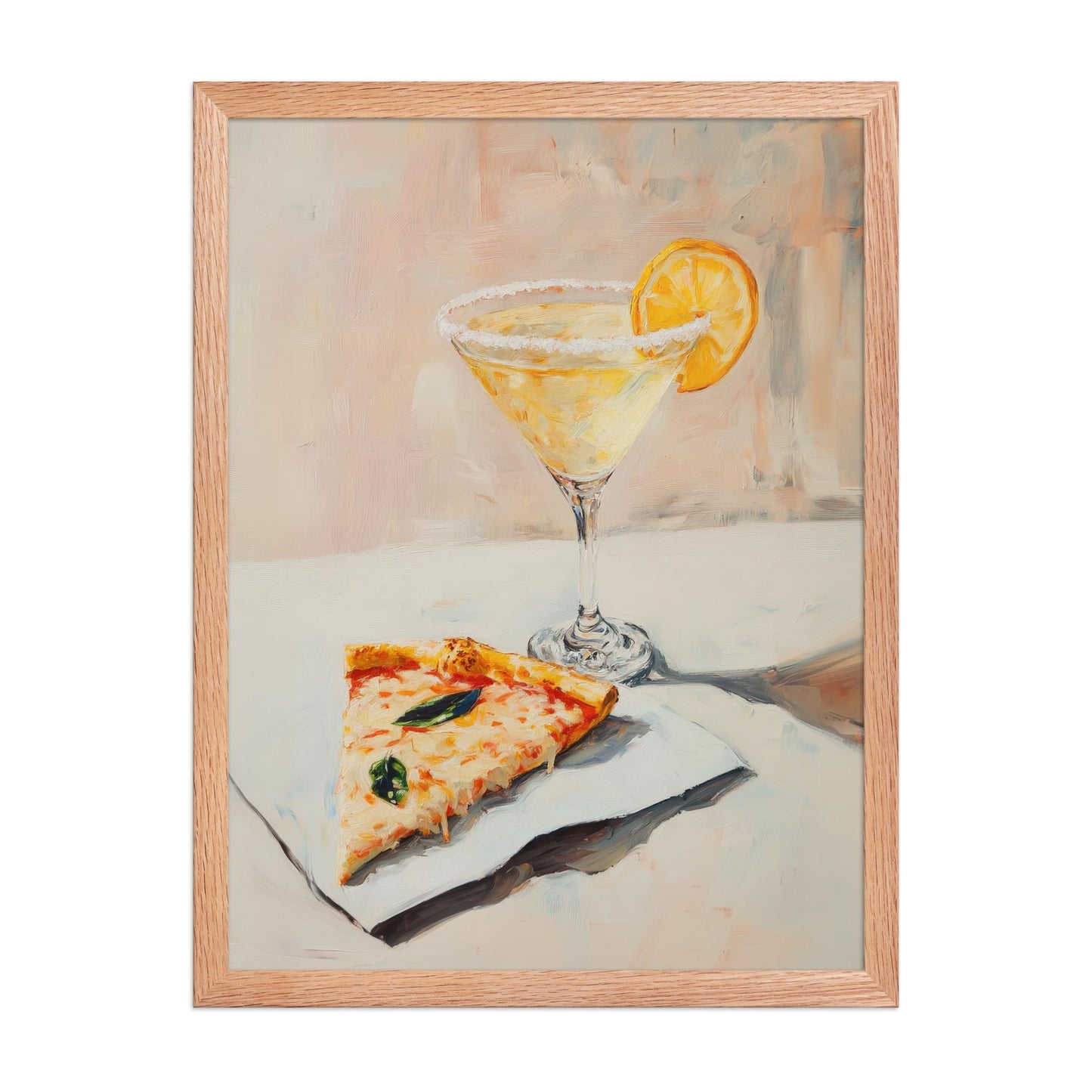 Martini with Slice of Pizza Art Print | Cute Quirky Whimsical | Cocktail Bar Cart Decor | Martini Wall Art | Trendy Home Wall Art | Food Art