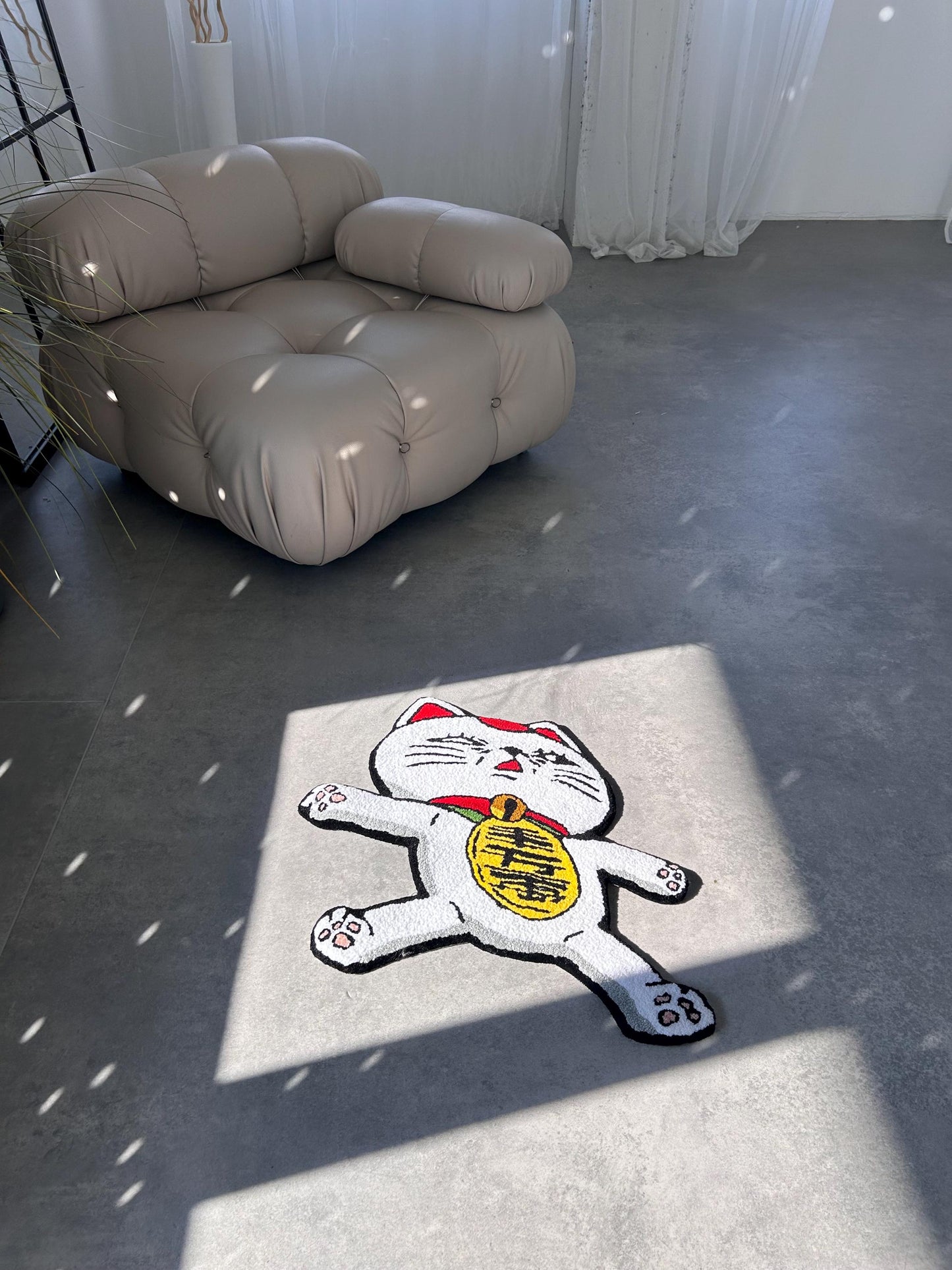 Handmade Lucky Cat Rug, 3D carpet, Anime Home Decor