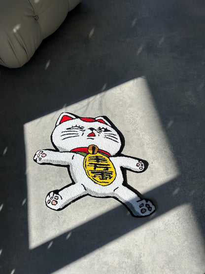 Handmade Lucky Cat Rug, 3D carpet, Anime Home Decor