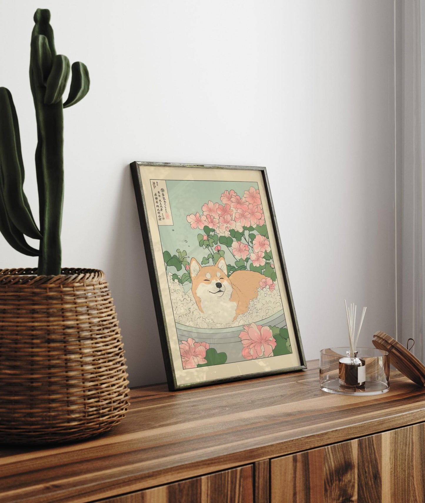 Shiba Inu Art Print: Ukiyo-e Japanese Bathroom Print
