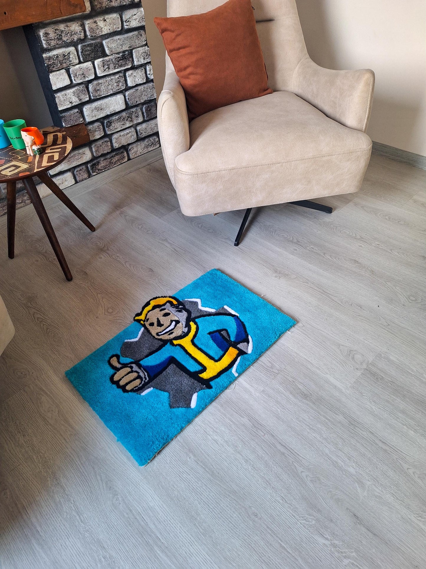Vault Boy Rug: Fallout Handmade Tufted Wall Art - Gamer Decor