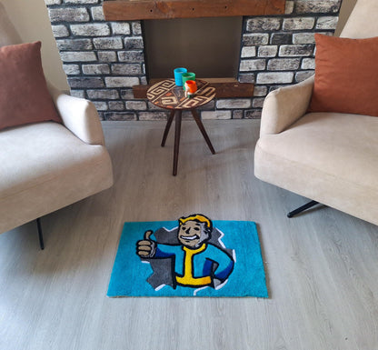 Vault Boy Rug: Fallout Handmade Tufted Wall Art - Gamer Decor