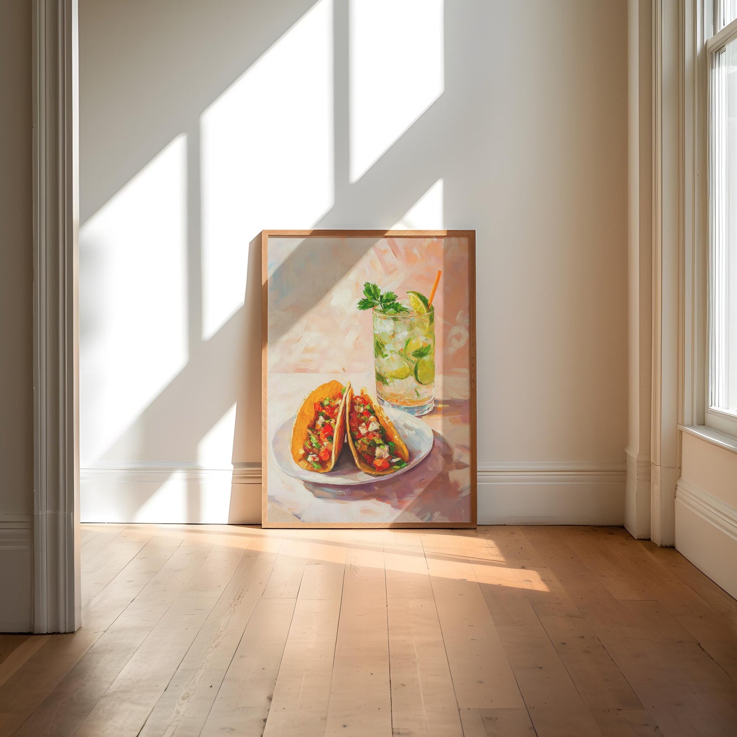 Fish Tacos and Mojito Art Print: Retro Bar Cart Decor