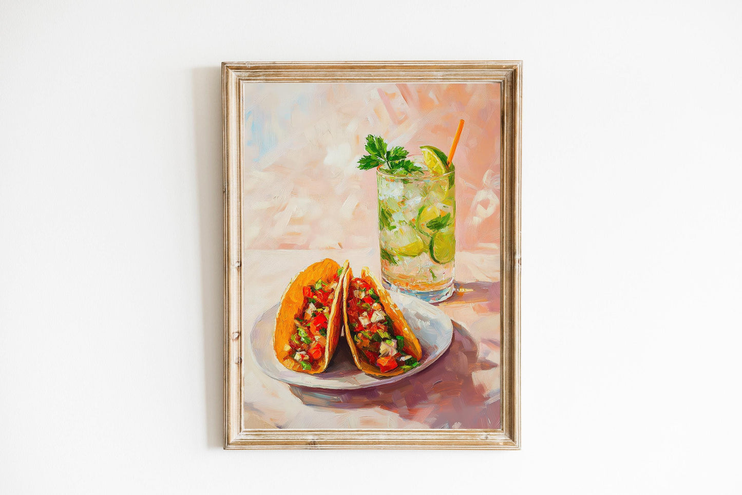 Fish Tacos and Mojito Art Print: Retro Bar Cart Decor