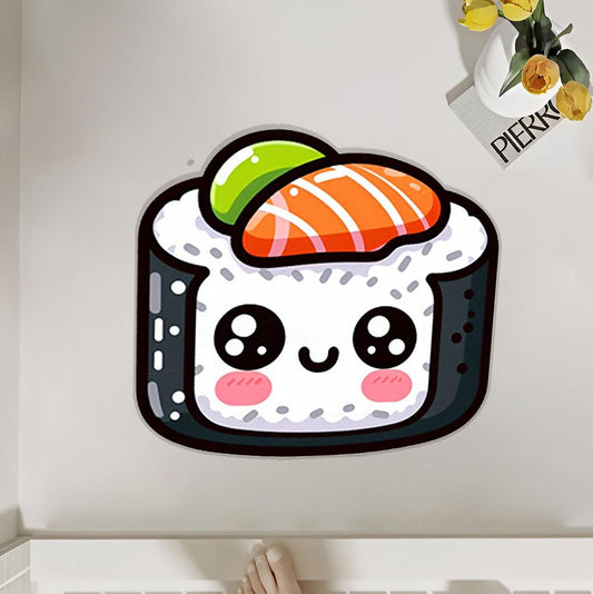 Smiling Sushi Delight: Adorable Plush Rug Featuring a Cute Face and Whimsical, Food-Inspired Design for Any Space Polyester Rug