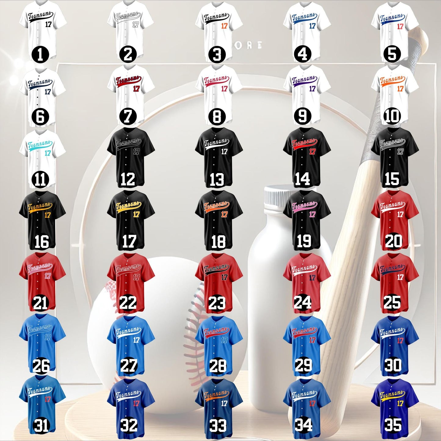 Personalized Custom Baseball Jersey with Team Name and Number Printed or Embroidered Logo Button Up Baseball Uniform for Fans and Players