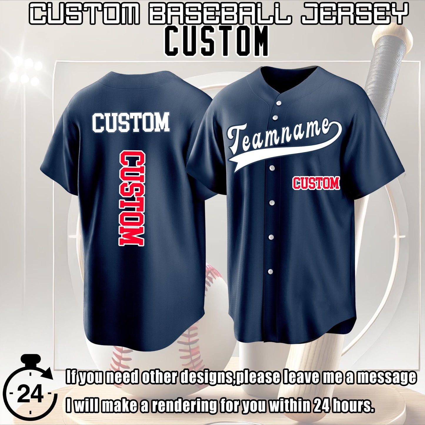 Personalized Custom Baseball Jersey with Team Name and Number Printed or Embroidered Logo Button Up Baseball Uniform for Fans and Players