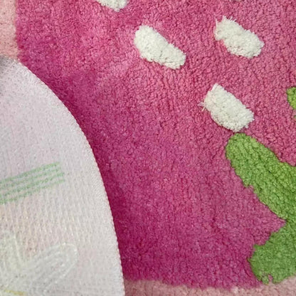 Cute Strawberry Bath Mat, Tufted Fluffy Fruit Bedroom Rugs for Girls, Dorm Rug, Funny Strawberry Shower Rugs, Non Slip Bath Mat, fruit rug