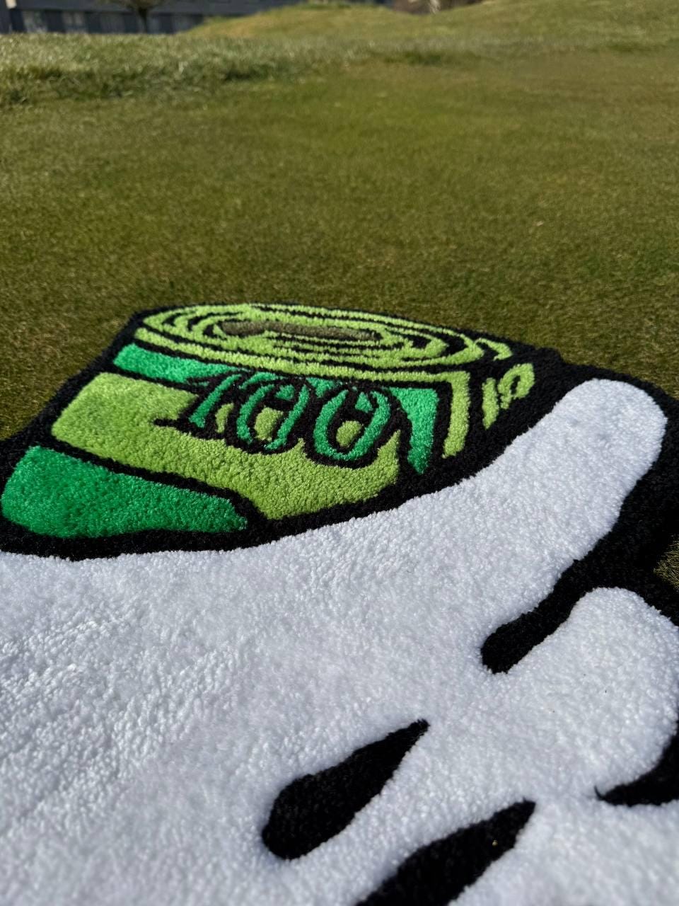 Handmade Money Rug: Acrylic Yarn Tufted Design (65x50 cm)