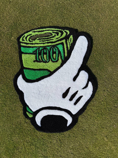 Handmade Money Rug: Acrylic Yarn Tufted Design (65x50 cm)