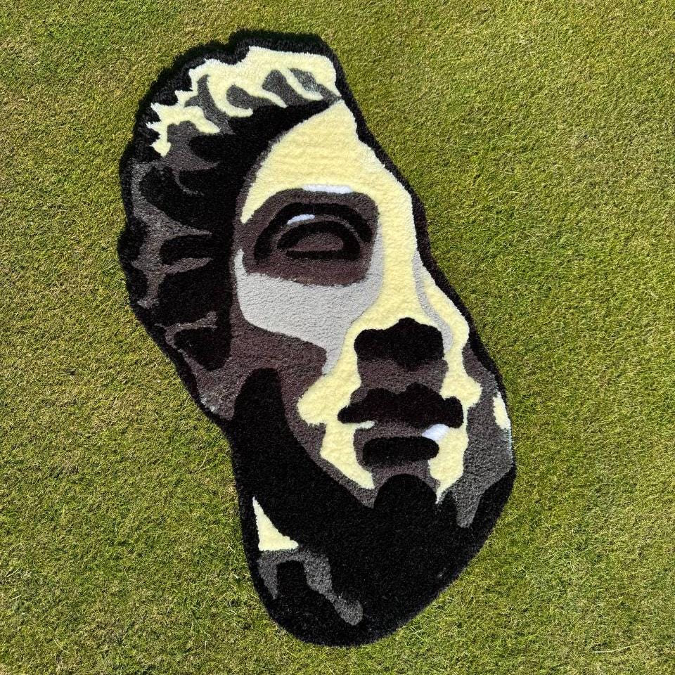 Handmade Tufted David Head Rug: Modern Art Decor (80x60 cm)