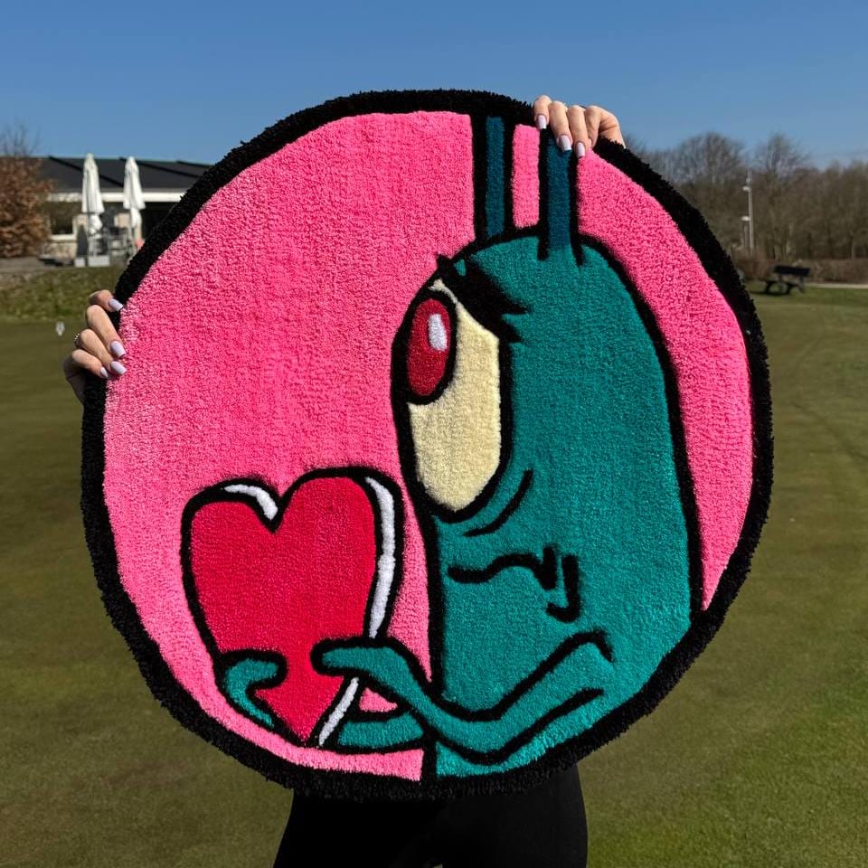 Plankton Rug: Handmade Tufted Acrylic Yarn Rug, Spongebob Decor