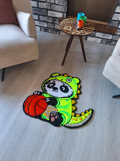 Dino Panda Rug: Handmade Tufted Acrylic Kids Room Decor