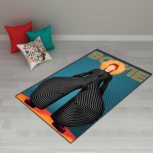 David Bowie Vintage Rock Music Poster Rug, David Bowie Lightning Bolt rug, David Bowie Album cover rug, David Bowie record rug, custom rug