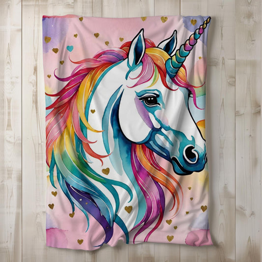 Whimsical Unicorn Plush Blanket, Cozy Blanket for Girls, Gift for Daughter's Birthday, Magical Decor, Fairy Tale Blanket, Unicorn Lover Gift
