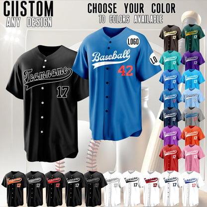 Personalized Custom Baseball Jersey with Team Name and Number Printed or Embroidered Logo Button Up Baseball Uniform for Fans and Players