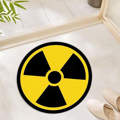 Radiation Hazard Symbol Round Rug – Bold, Striking, and Unique Floor Decor for a Futuristic or Industrial Look Polyester Rug