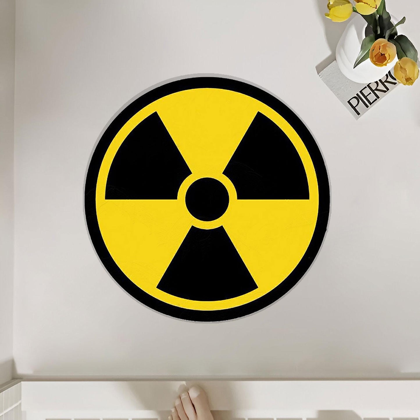 Radiation Hazard Symbol Round Rug – Bold, Striking, and Unique Floor Decor for a Futuristic or Industrial Look Polyester Rug