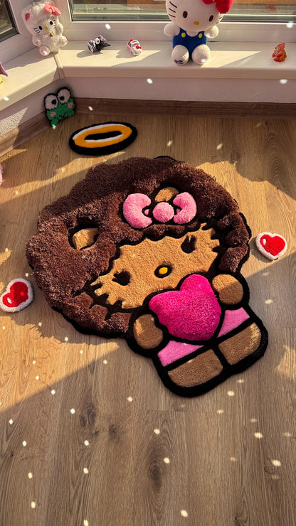Afro Custom Kitty Tufted Rug – Super Puffy 3D Handmade Rug, Cute Carpet, Kawaii Girl Room Decor, Unique Gift for Her or Bedroom Mat