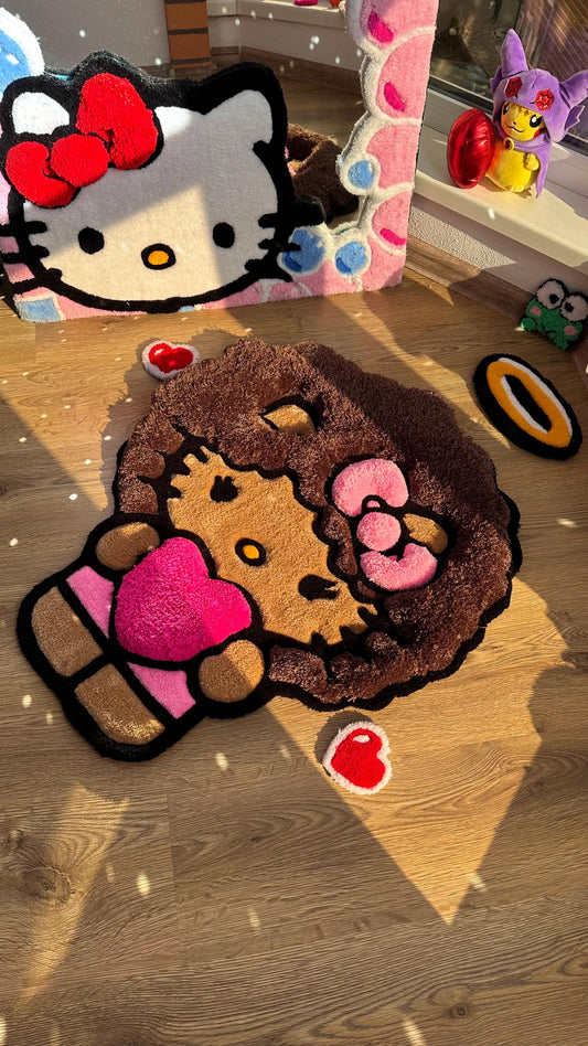 Afro Custom Kitty Tufted Rug – Super Puffy 3D Handmade Rug, Cute Carpet, Kawaii Girl Room Decor, Unique Gift for Her or Bedroom Mat
