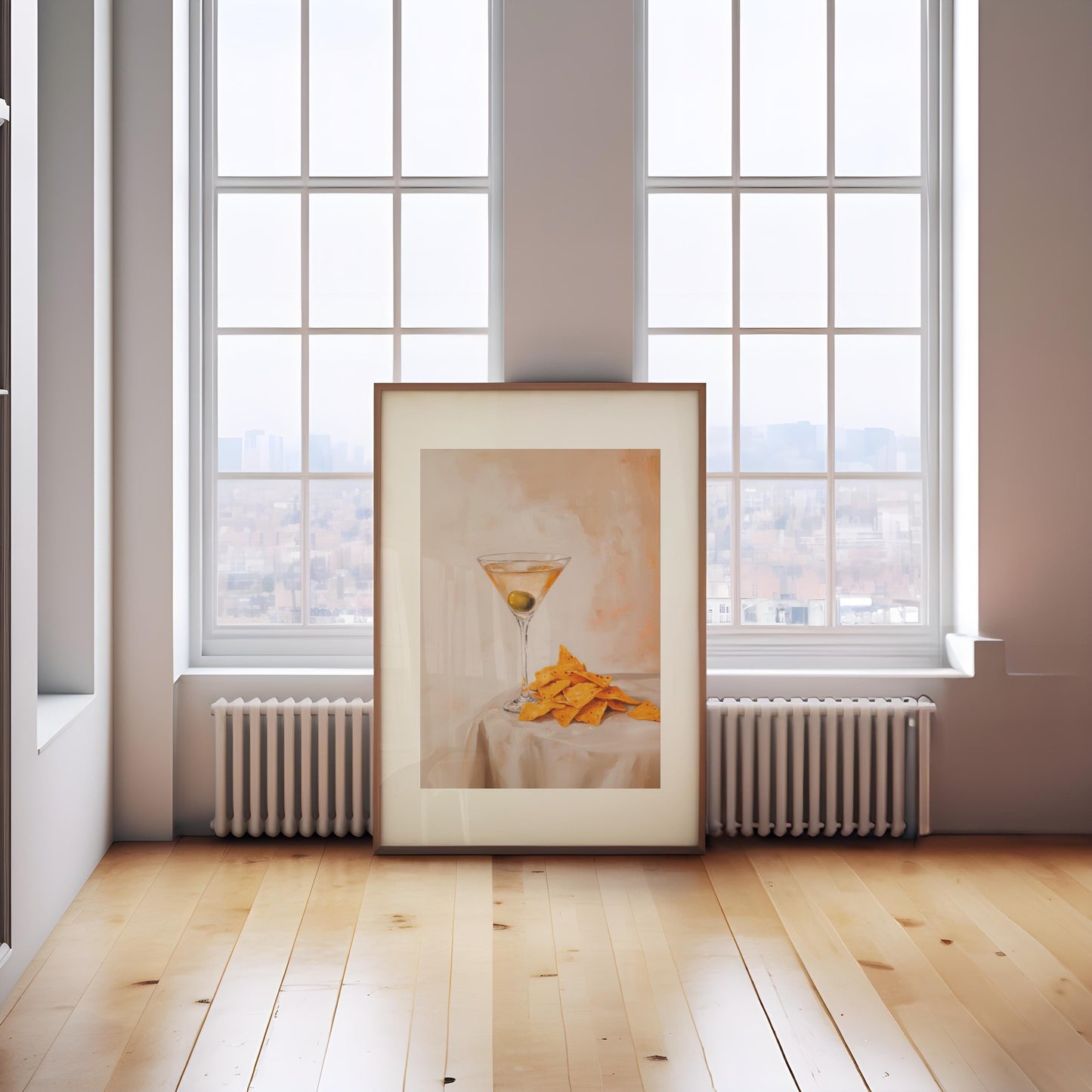 Dirty Martini & Nacho Cheese Chips Art Print: Quirky Bar Cart Decor