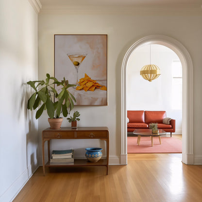 Dirty Martini & Nacho Cheese Chips Art Print: Quirky Bar Cart Decor