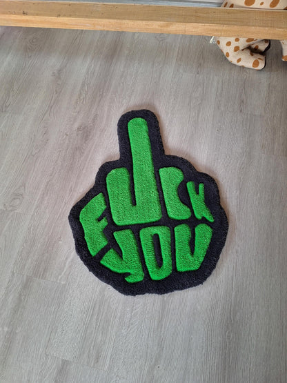 Handmade "Fuck You" Tufted Rug: Funny Swear Word Decor