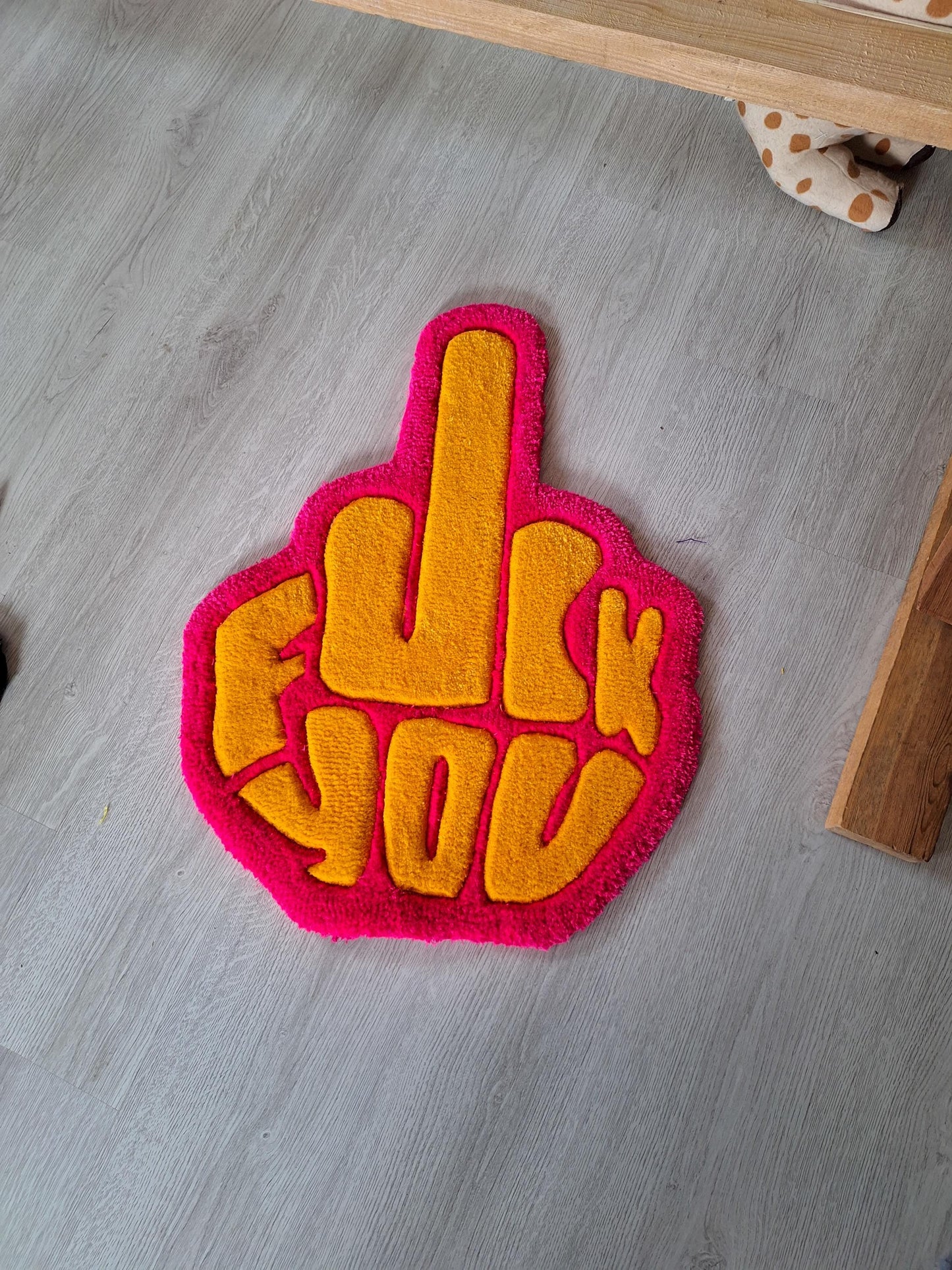 Handmade "Fuck You" Tufted Rug: Funny Swear Word Decor