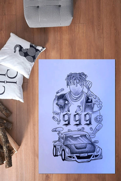 juice wrld album cover,Goodbye & Good Riddance Album Cover Poster rug, Juice World 999 rug, 999 Car Rug,Custom Rug,car shaped rug,custom rug