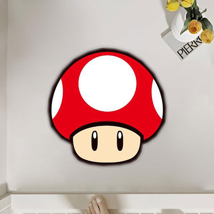 Inspired Red and White Mushroom Themed Floor Rug for Gamers and Nostalgic Decor Polyester Rug