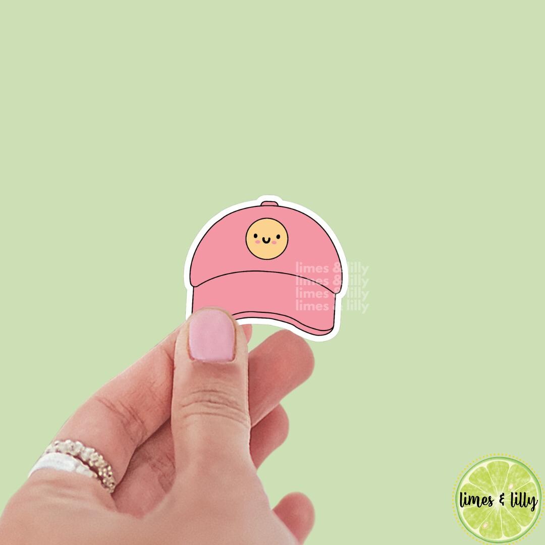 Cute Smiley Face Hat Vinyl Sticker | Bookish Stickers | Kindle Stickers | Water Bottle Stickers | Trendy Stickers
