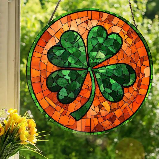 Four-Leaf Clover: Stained Glass Style Window Hanging
