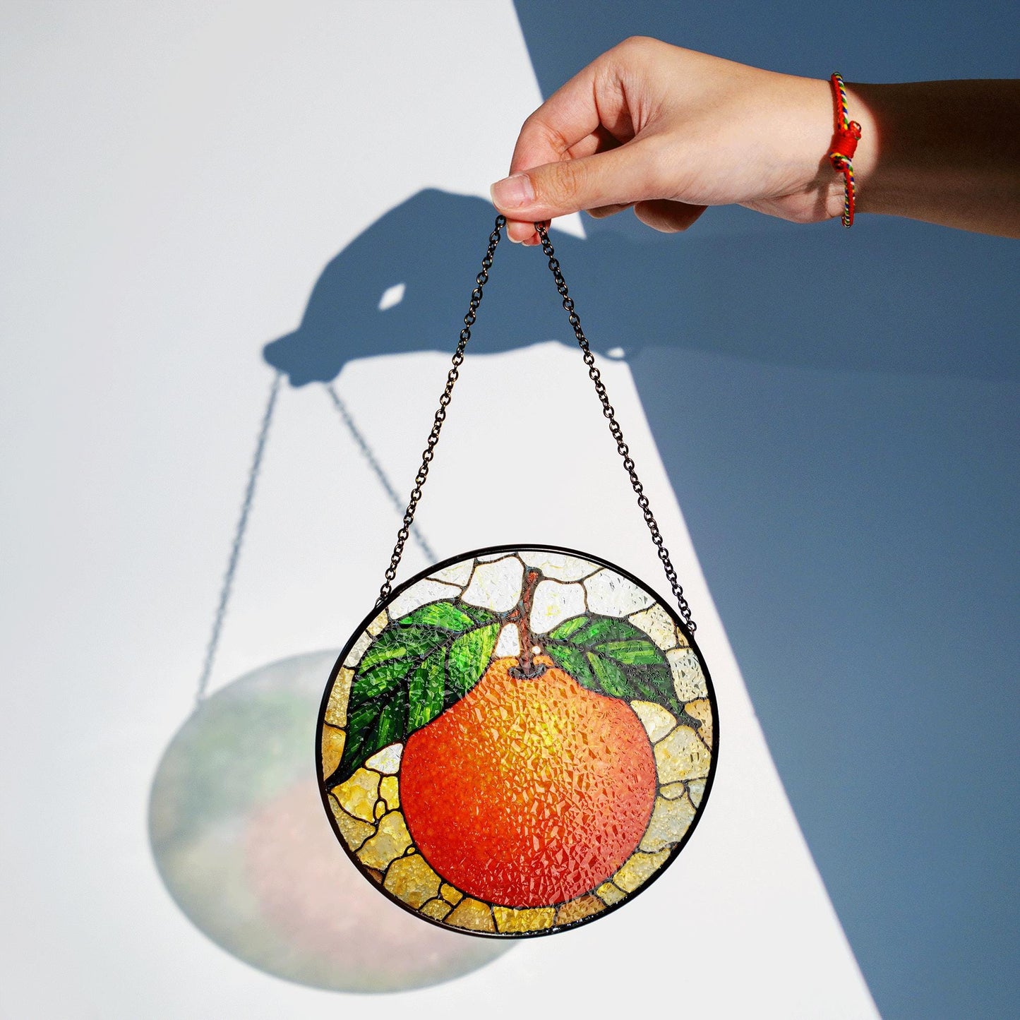 Orange Fruit Stained Glass Suncatcher Window Hanging Gift for Mom Dad Friend
