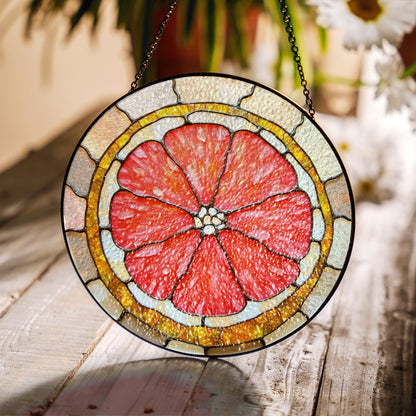 Red Flower Stained Glass Suncatcher Window Decor Gift for Mom Friend Birthday
