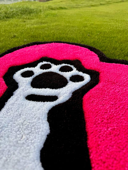 Fluffy Heart Rug with Cat Paw – Handmade Tufted Carpet – Сustom Rug – Cute Room Decor – Pink Aesthetic Rug