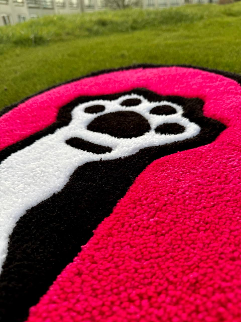 Fluffy Heart Rug with Cat Paw – Handmade Tufted Carpet – Сustom Rug – Cute Room Decor – Pink Aesthetic Rug