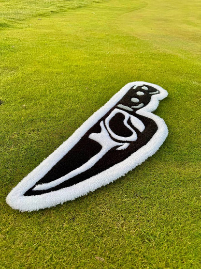 Knife-shaped rug, scream rug, handmade rug, horror rug, custom tufted rug, unique home decor